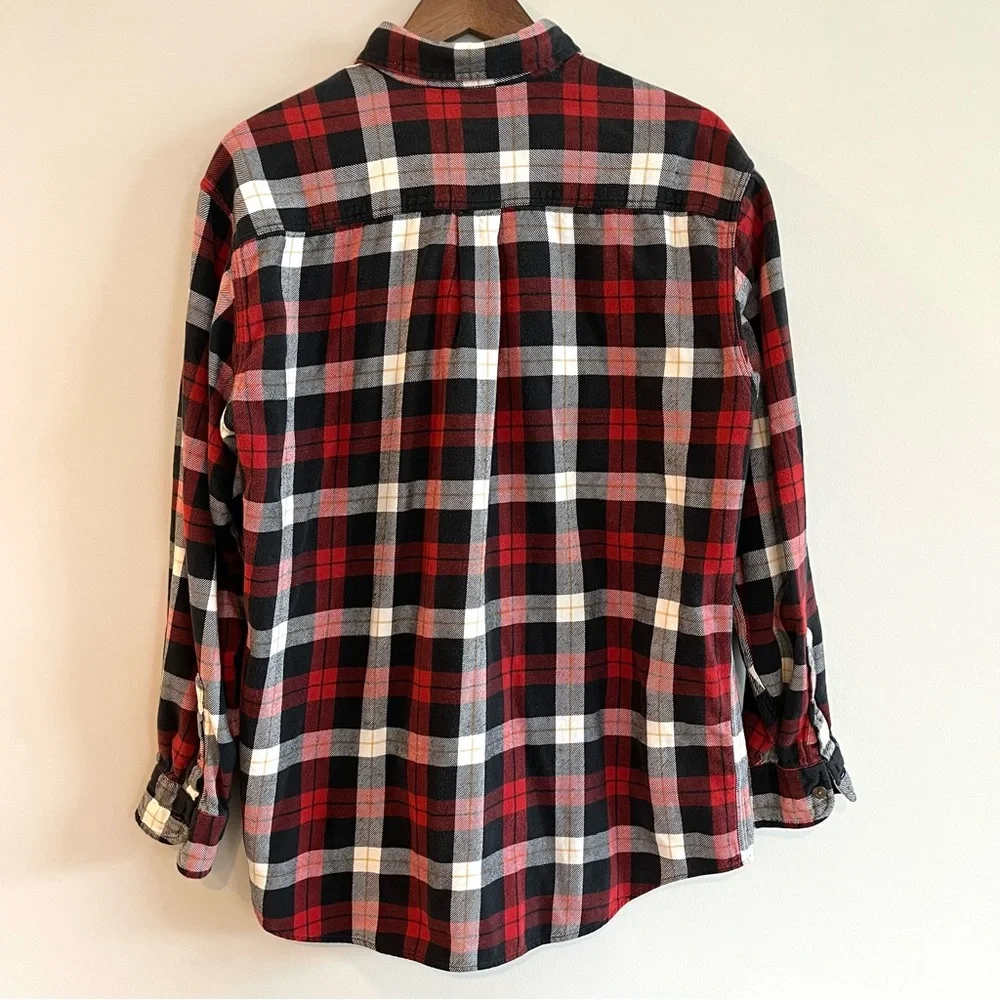 J Crew Oarsman Vintage Red BlackPlaid Flannel Button Down Shirt Men’s M